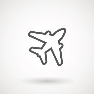 Uçak simgesi. Uçuş taşıma sembolü, uçak, sinek airctaft, havacılık tatil illüstrasyon. Simge sağlam tasarlamak, beyaz - vektör illüstrasyon izole piktogram seyahat