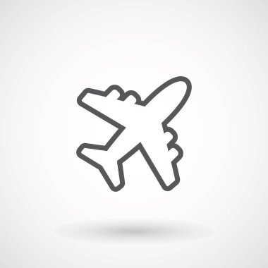 Uçak simgesi. Uçuş taşıma sembolü, uçak, sinek airctaft, havacılık tatil illüstrasyon. Simge sağlam tasarlamak, beyaz - vektör illüstrasyon izole piktogram seyahat