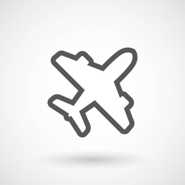 Uçak simgesi. Uçuş taşıma sembolü, uçak, sinek airctaft, havacılık tatil illüstrasyon. Simge sağlam tasarlamak, beyaz - vektör illüstrasyon izole piktogram seyahat