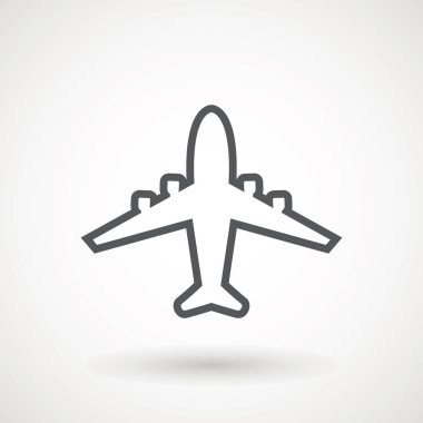 Uçak simgesi. Uçuş taşıma sembolü, uçak, sinek airctaft, havacılık tatil illüstrasyon. Simge sağlam tasarlamak, beyaz - vektör illüstrasyon izole piktogram seyahat