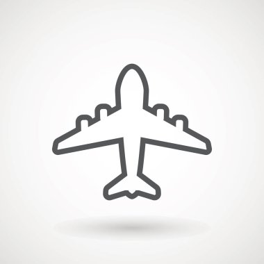 Uçak simgesi. Uçuş taşıma sembolü, uçak, sinek airctaft, havacılık tatil illüstrasyon. Simge sağlam tasarlamak, beyaz - vektör illüstrasyon izole piktogram seyahat