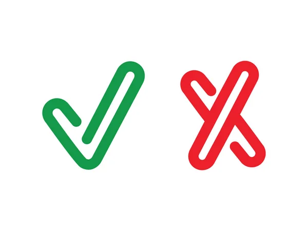 Sinais Tiquetaque Cruz Marca Verificação Verde Vermelho Ícones Design Gráfico — Vetor de Stock