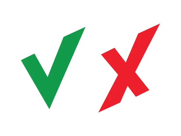 Sinais Tiquetaque Cruz Marca Verificação Verde Vermelho Ícones Design Gráfico — Vetor de Stock