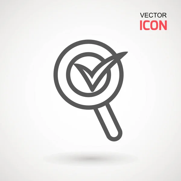Marque la marca de búsqueda diseño gráfico icono único vector ilustración. Icono de medalla aprobado o certificado en un diseño plano. Icono de Roseta. Premio vector . — Vector de stock