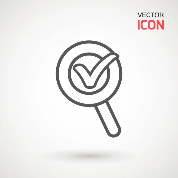 Zaškrtnutí políčka Hledat grafický design jednu ikonu vektorové ilustrace. Schválené nebo certifikované medaile ikona v rovném provedení. Rozeta ikona. Ocenění vektor. — Stockový vektor
