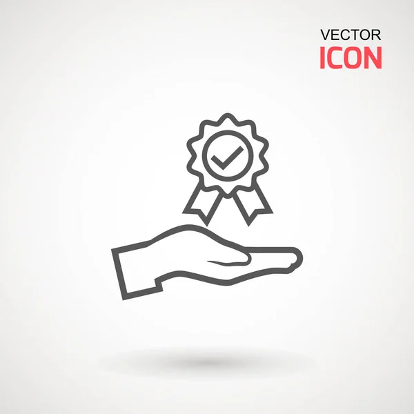 Icono de medalla aprobado o certificado en un diseño plano. Icono de Roseta. Premio vector . — Archivo Imágenes Vectoriales