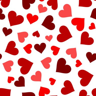 Kalpler. Kalp seamless modeli. Renkli kalpler. Hediye paketi için ambalaj tasarımı. Soyut geometrik modern arka plan. Vektör çizim. Art deco tarzında