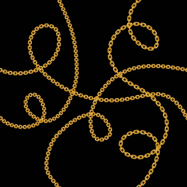 Arrière-plan baroque chaîne dorée.Modèle sans couture. motif sans couture avec des chaînes. Patch vectoriel pour impression, tissu, écharpe — Image vectorielle