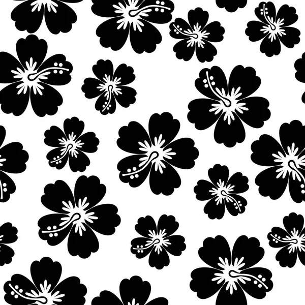 Plumeria hibisco tropical floral planta vetor exótico praia papel de parede sem costura padrão têxtil print .Botanical ilustração em estilo havaiano. Folhagem da selva — Vetor de Stock