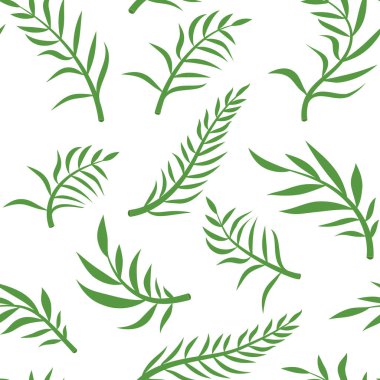 Tropikal vektör yeşil Dikişsiz desen beyaz arka plan yaprakları. Egzotik duvar kağıdı. Floral Dikişsiz desen-vektör.