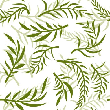 Tropikal vektör yeşil Dikişsiz desen beyaz arka plan yaprakları. Egzotik duvar kağıdı. Floral Dikişsiz desen-vektör.