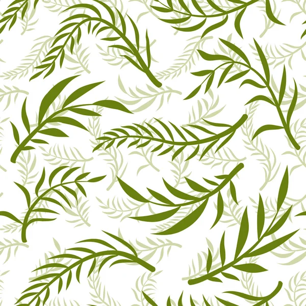 Vettore tropicale verde foglie modello senza soluzione di continuità sfondo bianco. Carta da parati esotica. Motivo floreale senza cuciture - Vettore . — Vettoriale Stock