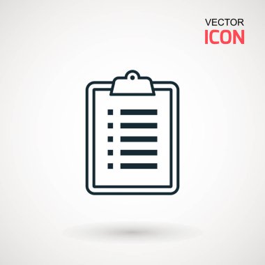 Denetim listesi simgesi. Doğrusal simgesi ni beyan eder. Kontrol listesi olan pano yassı çizim.