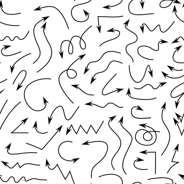 矢印パターン。矢印を持つ民族シームレスなパターン。部族の手描きの背景。包装紙、壁紙、生地のためのデザイン。ベクトルイラスト — ストックベクタ