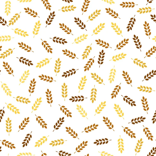 Patrón sin costura de trigo. Patrón sin costura vectorial con siluetas de espigas de trigo. Grano entero, fondo natural y orgánico para el paquete de panadería, productos de pan. Ilustración vectorial. Textura de maíz. - Vector — Archivo Imágenes Vectoriales