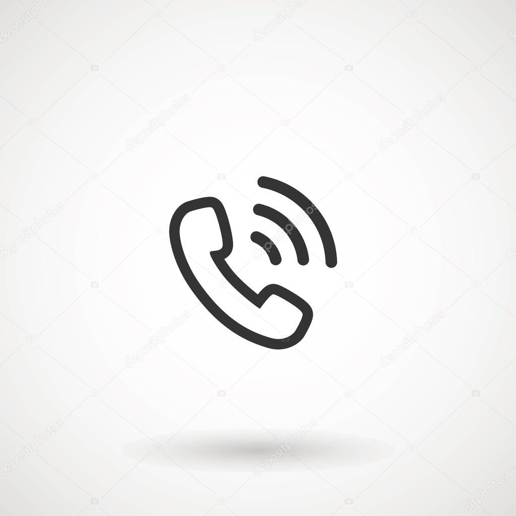 Phone and call line icon in trendy flat style isolated. Handset icon with waves. Telephone symbol for your design, logo, UI. Vector illustration