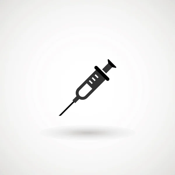 Icono de inyección de jeringa. Aguja de jeringa médica de plástico — Vector de stock