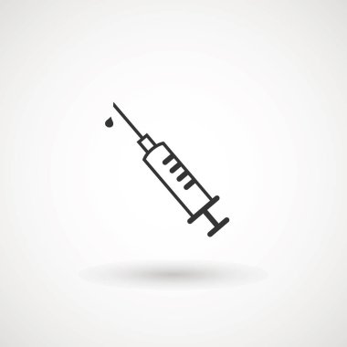 Şırınga Enjeksiyon Simgesi. Plastik tıbbi şırınga iğnesi