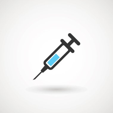 Şırınga Enjeksiyon Simgesi. Plastik tıbbi şırınga iğnesi