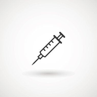 Şırınga Enjeksiyon Simgesi. Plastik tıbbi şırınga iğnesi