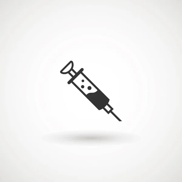 Icono de inyección de jeringa. Aguja de jeringa médica de plástico — Vector de stock