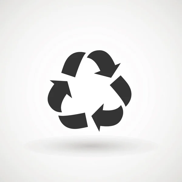 Reciclar o ícone do símbolo de setas. Emblema reciclável. Sinal de reciclagem. Projeto liso preto. Ilustração vetorial . — Vetor de Stock