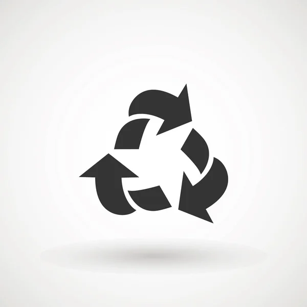 Reciclar o ícone do símbolo de setas. Emblema reciclável. Sinal de reciclagem. Projeto liso preto. Ilustração vetorial . — Vetor de Stock