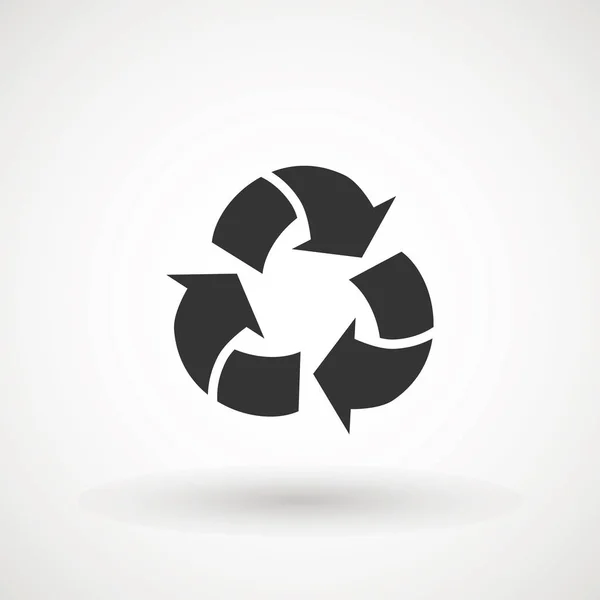 Reciclar o ícone do símbolo de setas. Emblema reciclável. Sinal de reciclagem. Projeto liso preto. Ilustração vetorial . — Vetor de Stock