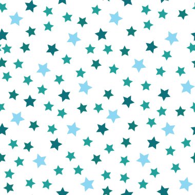 Yıldız dikişsiz desen. Beyaz ve siyah retro arka plan. Kaotik unsurlar. Soyut geometrik şekil dokusu. Gökyüzünün etkisi. Duvar kağıdı, sarma, tekstil için tasarım şablonu. Vektör İllüstrasyonu.