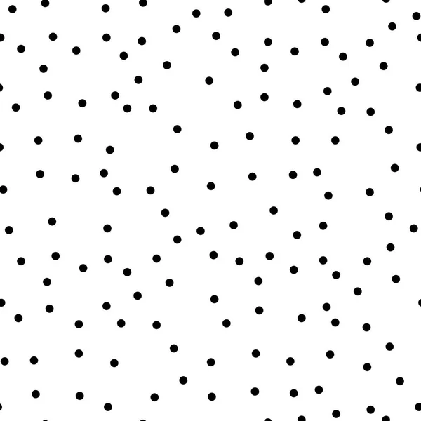 polka nokta dikişsiz vektör desen siyah arka plan. Beyaz ve siyah polka arka plan nokta. Kaotik unsurlar. Soyut geometrik şekil dokusu. Duvar kağıdı, sarma, tekstil için tasarım şablonu. Vektör