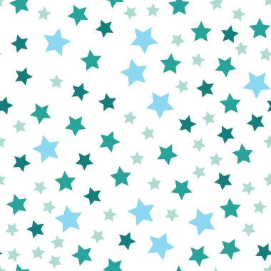 Yıldız dikişsiz desen. Beyaz ve siyah retro arka plan. Kaotik unsurlar. Soyut geometrik şekil dokusu. Gökyüzünün etkisi. Duvar kağıdı, sarma, tekstil için tasarım şablonu. Vektör İllüstrasyonu.