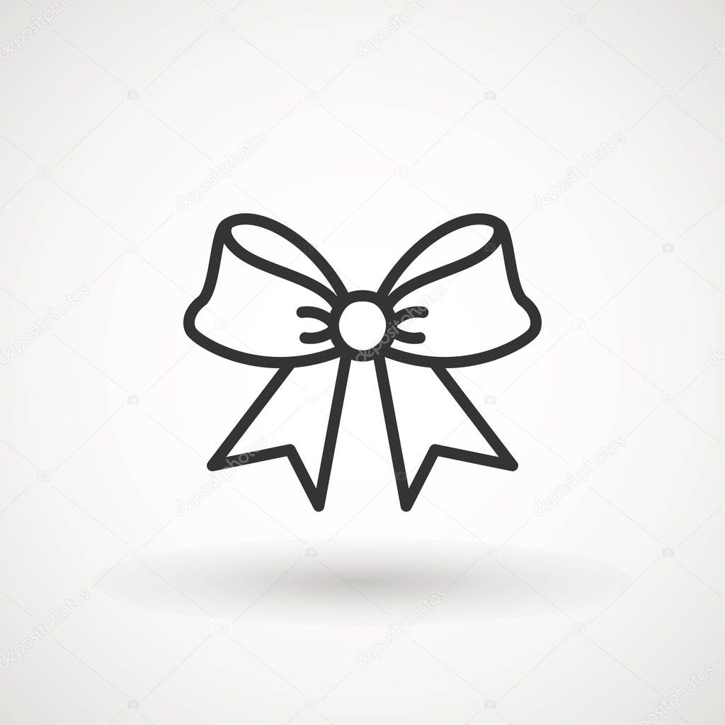Ribbon Bow Vector Icon. Black gift bow silhouette. Template design for surprise, celebration event, presents, birthday, Christmas.