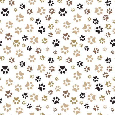 Köpek Paw baskı sorunsuz. Kedi Tekstil Desen Izleri. Kedi ayak izi sorunsuz desen. Vektör sorunsuz.
