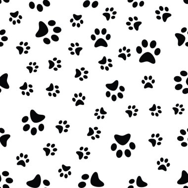 Köpek Paw baskı sorunsuz. Kedi Tekstil Desen Izleri. Kedi ayak izi sorunsuz desen. Vektör sorunsuz.