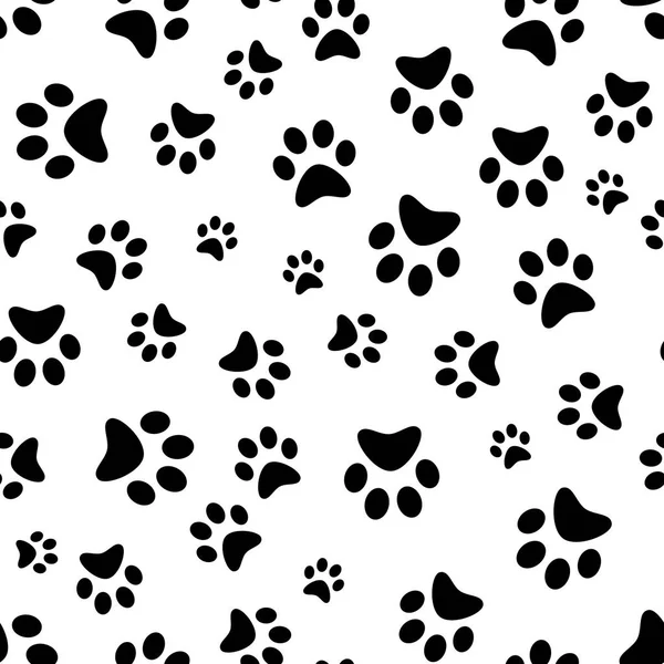 Dog Paw print seamless. Traces of Cat Textile Pattern. Cat footprint seamless pattern. Vector seamless. — Stock Vector