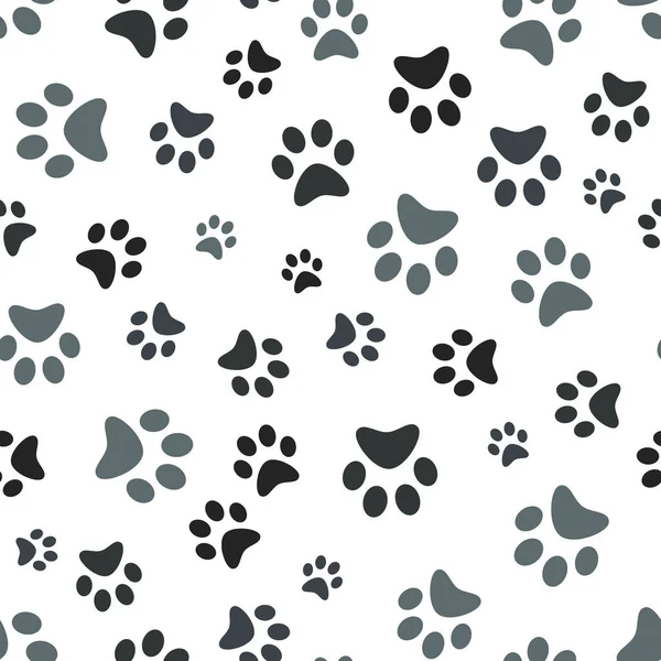 Perro Pata impresión sin costuras. Rastros de Patrón Textil de Gato. Huella de gato patrón sin costura. Vector sin costura . — Archivo Imágenes Vectoriales