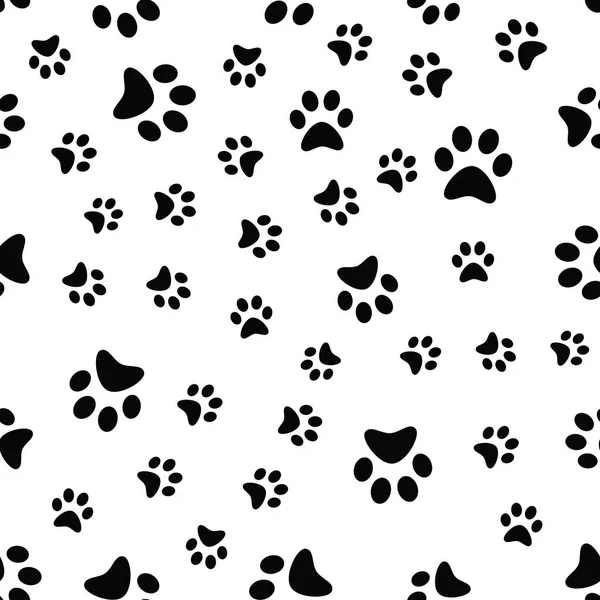 Hond Paw Print naadloos. Sporen van kat textiel patroon. Kat voetafdruk naadloze patroon. Naadloze vector. — Stockvector