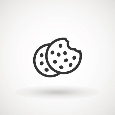 Tarayıcı çerez simgesi. Çerez simgesi vector beyaz arka plan üzerinde yalıtılmış, logo kavramı işareti, siyah sembol dolu