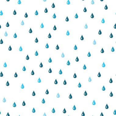 Mavi su damla Dikişsiz desen. Vektörel arka plan. Dikişsiz yağmur damla desen arka plan.