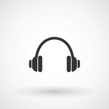 Kulaklık vektörü. Vektör kulaklık simgesi. Siyah sembol. Yalıtılmış Düz Web Mobil Simgesi.