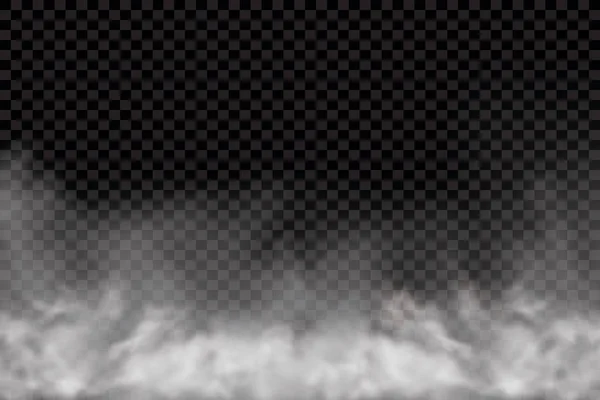 Mist of rook geïsoleerd transparant speciaal effect. Witte vector vertroebelheid, mist of smog achtergrond. Vector illustration-vector — Stockvector