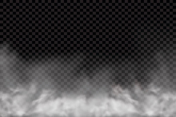 Туман или дым изолированы прозрачный специальный эффект. Облачность белого вектора, туман или смога. Векторная иллюстрация - Вектор
