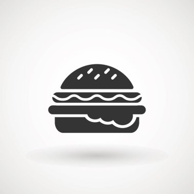 Burger Hamburger simge illüstrasyon web sitesi mobil logo uygulaması Ui tasarım, et, sığır eti, gıda, marul, sandviç, yemek, ızgara, domates, topuz, atıştırmalık, soğan, peynir işareti sembolü. Fast food vektörü.