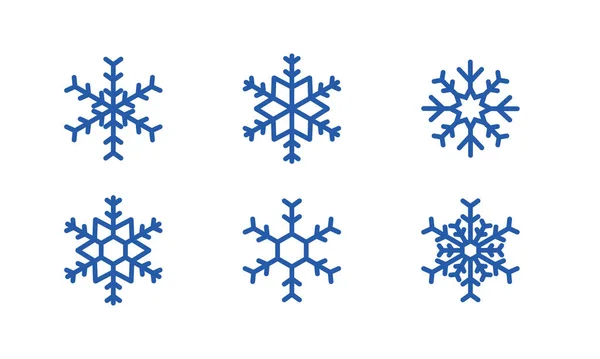 Les flocons de neige bleus définissent la nouvelle conception vectorielle de l'année. ensemble de flocons de neige bleus sur fond blanc . — Image vectorielle