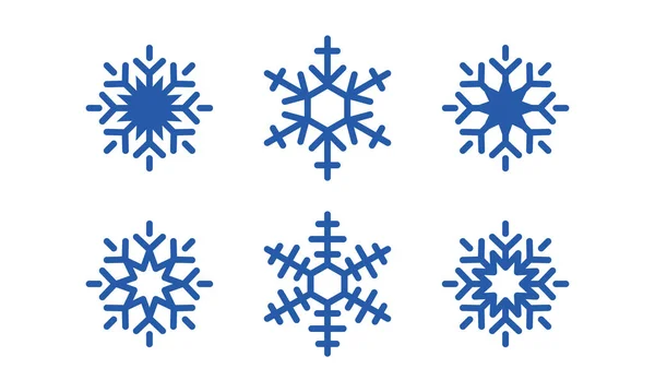 Blå snöflingor som nytt år vektor design. uppsättning av blå snöflingor på vit bakgrund. — Stock vektor