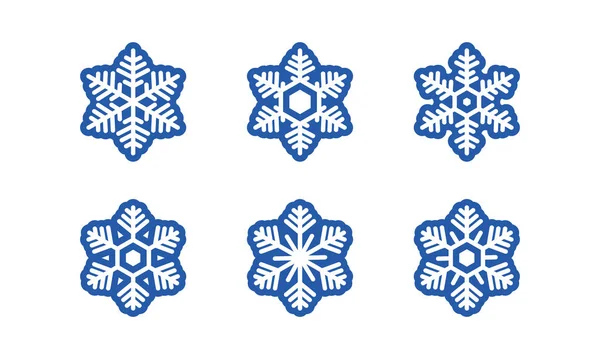 Les flocons de neige bleus définissent la nouvelle conception vectorielle de l'année. ensemble de flocons de neige bleus sur fond blanc . — Image vectorielle
