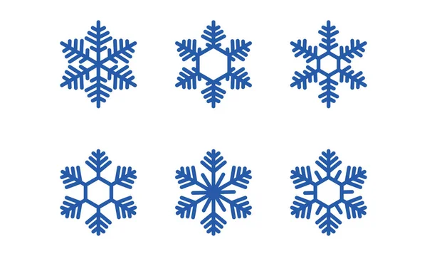 Les flocons de neige bleus définissent la nouvelle conception vectorielle de l'année. ensemble de flocons de neige bleus sur fond blanc . — Image vectorielle