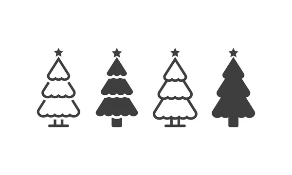 Рождественская елка Иконка дерева в плоской конструкции. Рождественский мультфильм на фоне. Весёлой ели ели. Зимняя иллюстрация изолирована на белом. Пайн . — стоковый вектор