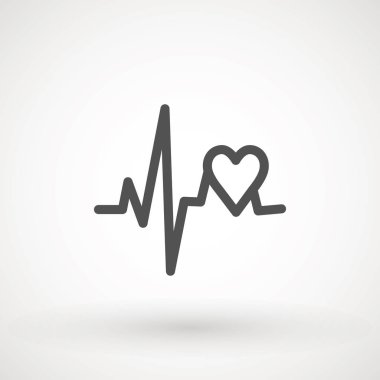 Tıbbi uygulamalar ve web siteleri için kalp atışı nabız düz vektör simgesi.