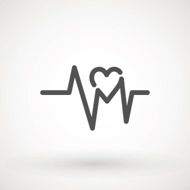 Tıbbi uygulamalar ve web siteleri için kalp atışı nabız düz vektör simgesi.